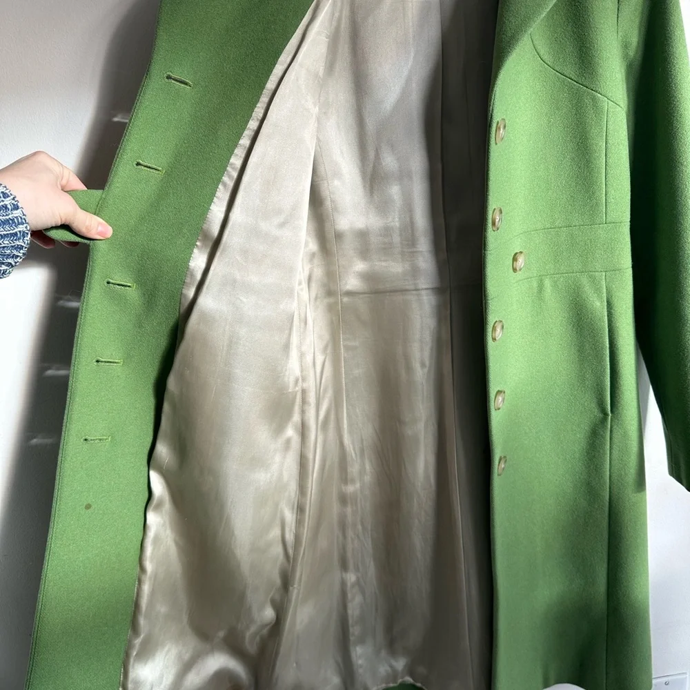 Vintage J. Crew Green 100% Wool Coat 2005 Women’s Size 4 - Picture 7 of 9